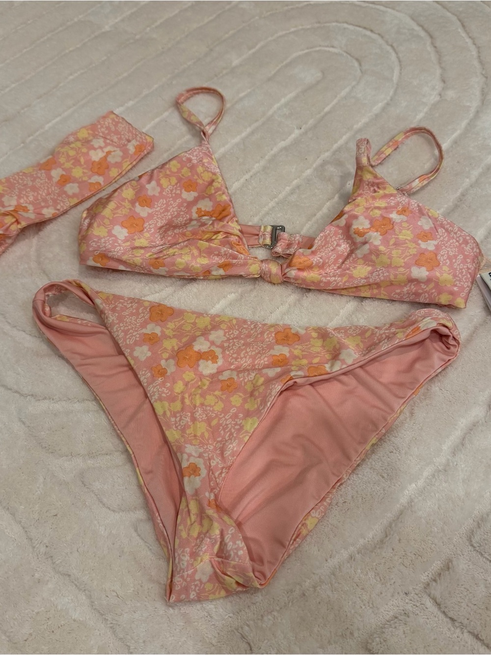 Dippin Daiys Pink Floral 3-Piece Bikini Set